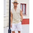 thumbnail image 2 of COOFANDY Mens Linen Beach Tank Top Summer Boho Drawstring V Neck Shirt, 2 of 6