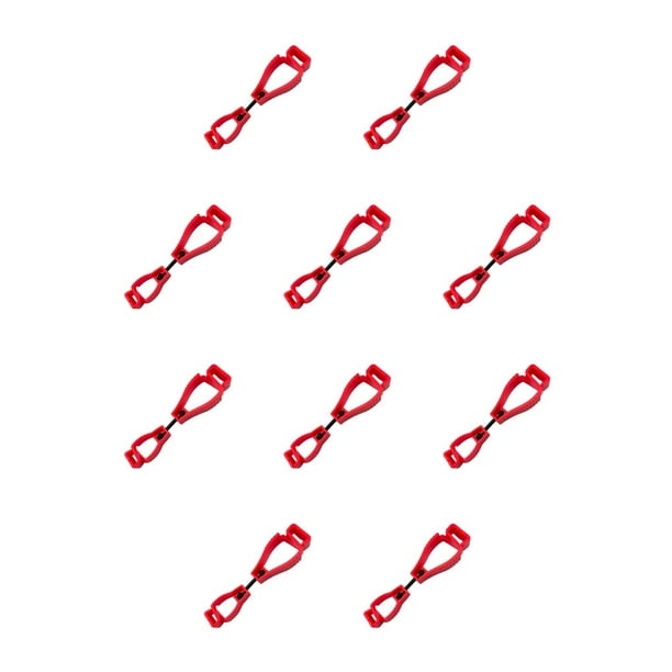 Riwesomey Glove Grabber Clip Multiusos Clips Holder Guantes de plástico Keeper con gancho de metal para bomberos Gardens Red Rojo 10piezas