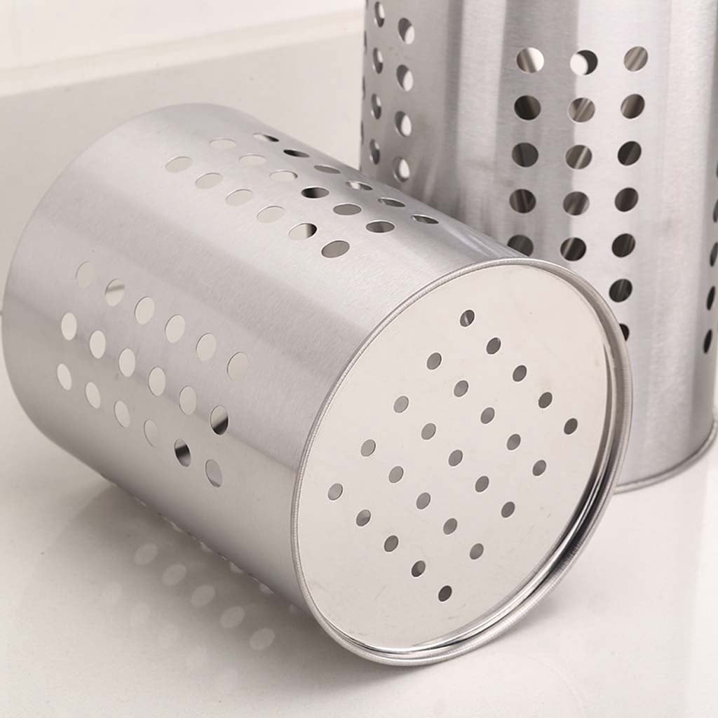 Oasiva Stainless Steel Kitchen Cooking Utensils Holder Crock Drainer Flatware Caddy Cut