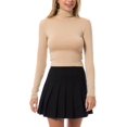 thumbnail image 5 of MixMatchy Women's Casual Solid Long Sleeve Turtle Neck Crop Tee Top, 5 of 7