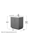thumbnail image 5 of Wyndham Collection Miranda 30" Marble&Wood Single Bathroom Vanity in Gray/Nickel, 5 of 6