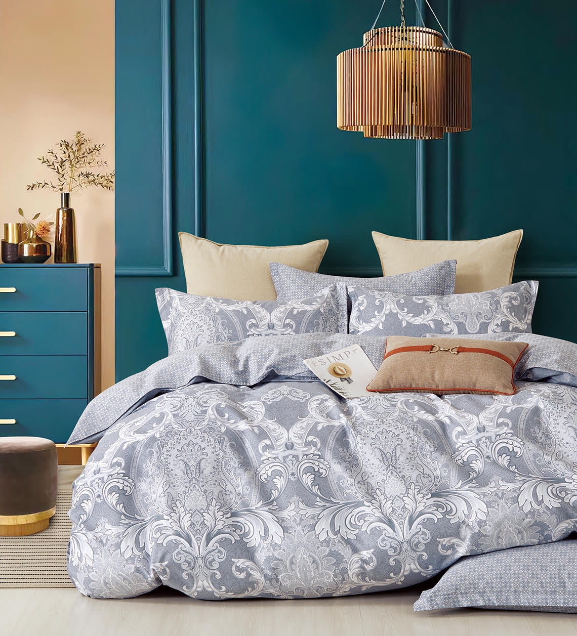 Oak Tree Textured Jacquard Luxury Plum Duvet Quilt Cover Bedding Sets 