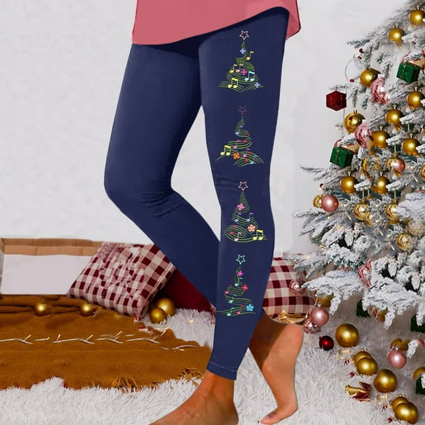 MKLEKYY Leggings deportivos para mujer, leggings para entrenamiento, leggings con estampado navideño, pantalones con bloques de color, leggings suaves y elásticos. 1908