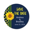 thumbnail image 1 of Darling Souvenir Round 45 Pcs Sunflower Save The Date Stickers Wedding Personalized Bride Groom Names And Date Envelope Seals - Blue, 1 of 4