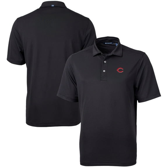 Men's Cutter & Buck  Black Cincinnati Reds Big & Tall Virtue Eco Pique Recycled Polo