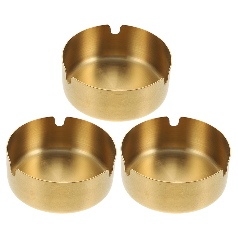 TINKSKY 3pcs Rounded Ashtrays Stainless Steel Small Ashtrays Indoor