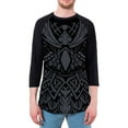 thumbnail image 1 of Trippy Owl Outline Mens Raglan T Shirt Heather Black-Black MD, 1 of 1