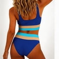 thumbnail image 6 of UTSJKR Women's Colorblock Ribbed High Waisted Bikini Set, Square Neck 2 Piece Bathing Suit for Summer Fashion Beach Style Blue M, 6 of 9