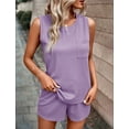 thumbnail image 2 of yillto 2 Piece Sets for Women Summer Lounge Shorts Set Crew Neck Tank Tops Matching Sweatsuit with Pocket, 2 of 5