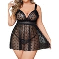 thumbnail image 2 of Sexyfree Plus Size Lingerie for Women Heart Print Lace Nightwear Sheer Cheimse Sleepwear with Lace Up Bows for Valentine, 2 of 4