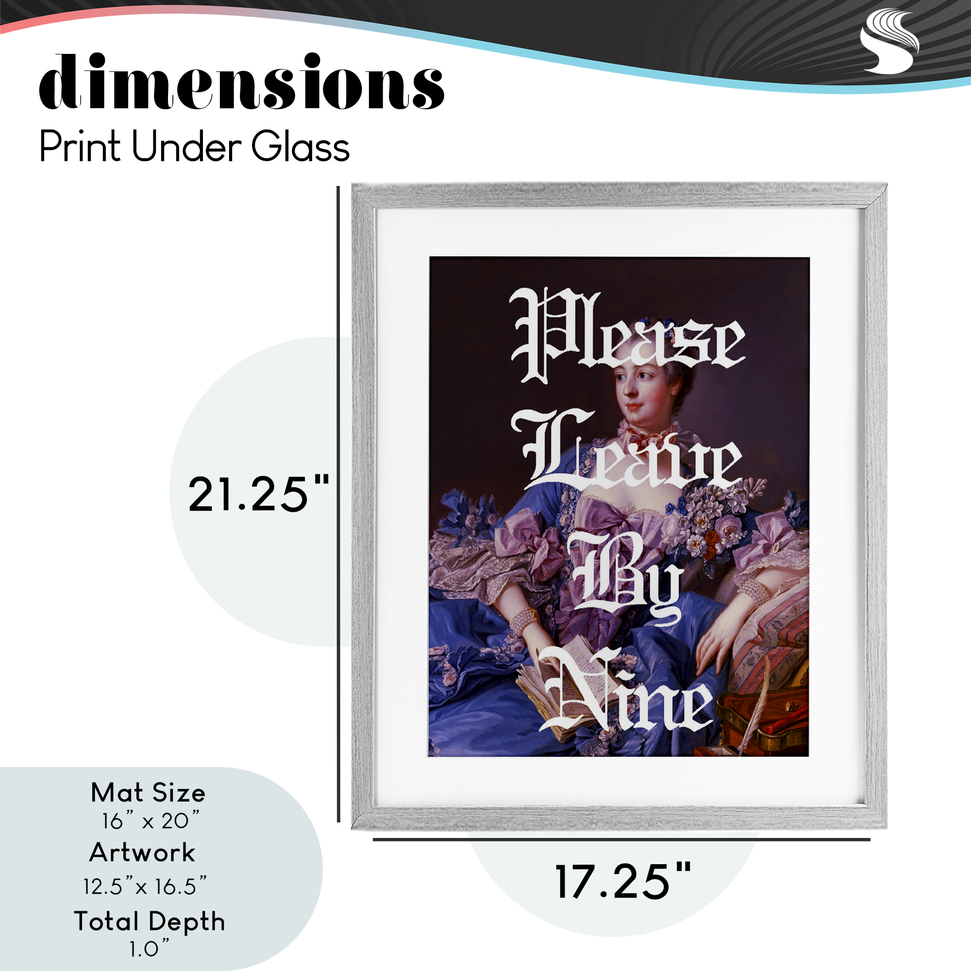 Please Leave By Nine Gray Framed Print Under Glass, design by Lil' Rue