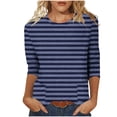 thumbnail image 3 of Jsaierl Tops for Women 3/4 Sleeve Plus Size Crew Neck Shirts Cute Striped Ladies Blouses Flowy Loose Fit Tunic Top S-2XL, 3 of 5