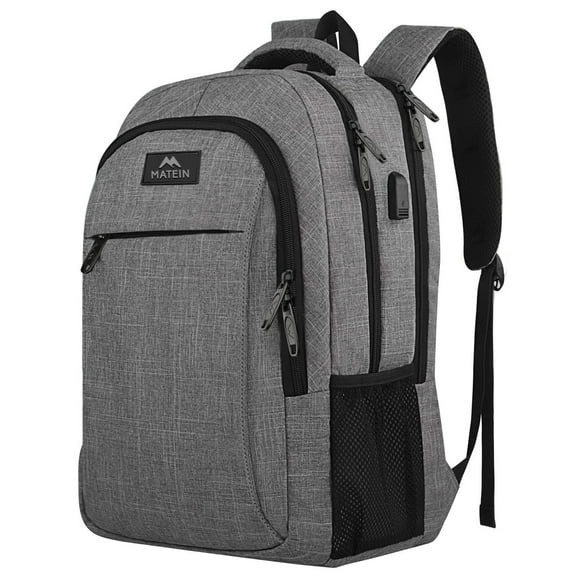 Mochila MATEIN para portátil de viaje, antirrobo, 15,6 pulgadas, puerto USB, gris