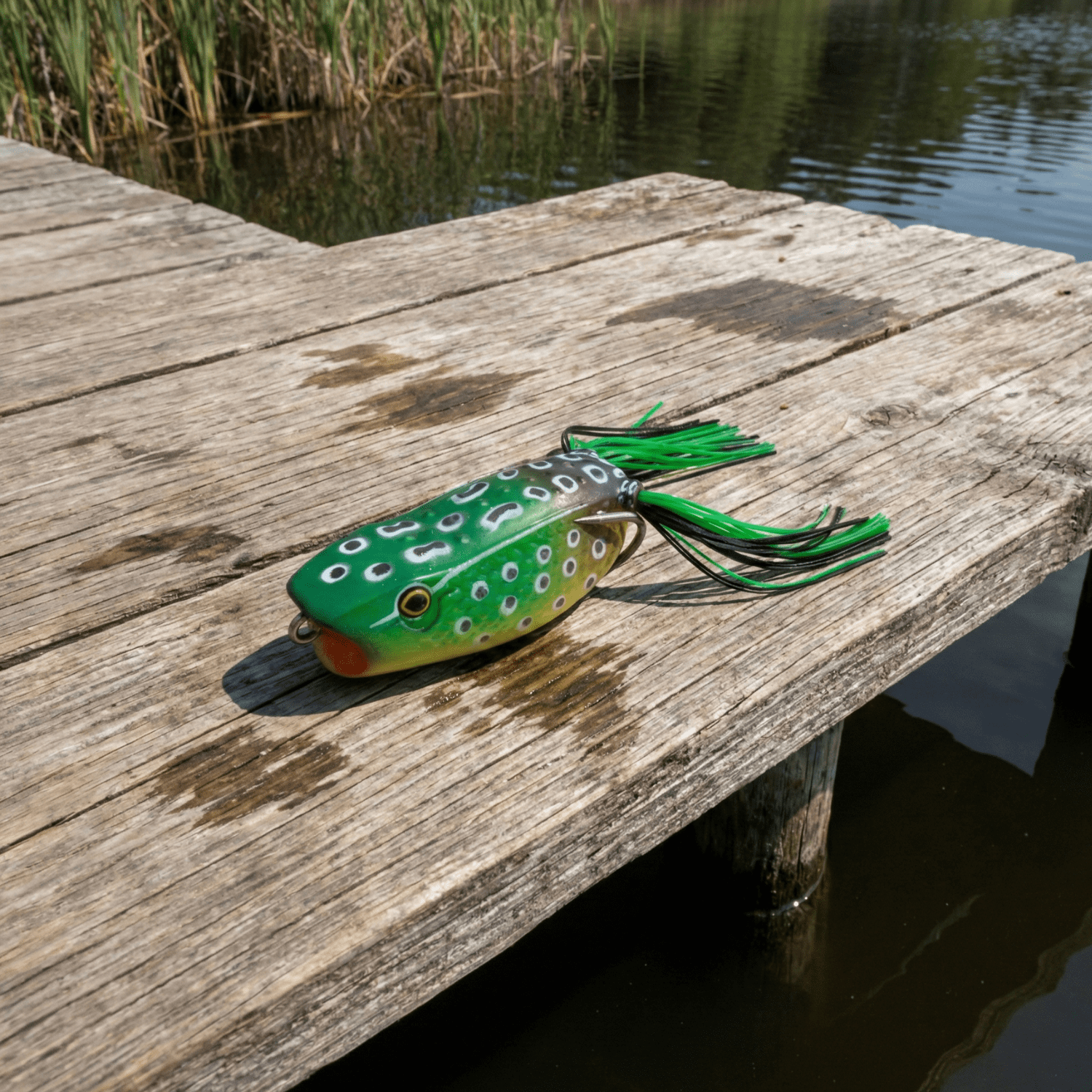(3 pack) Ozark Trail 2.5" Frog Popper Topwater Lure for Bass Fishing, Bullfrog