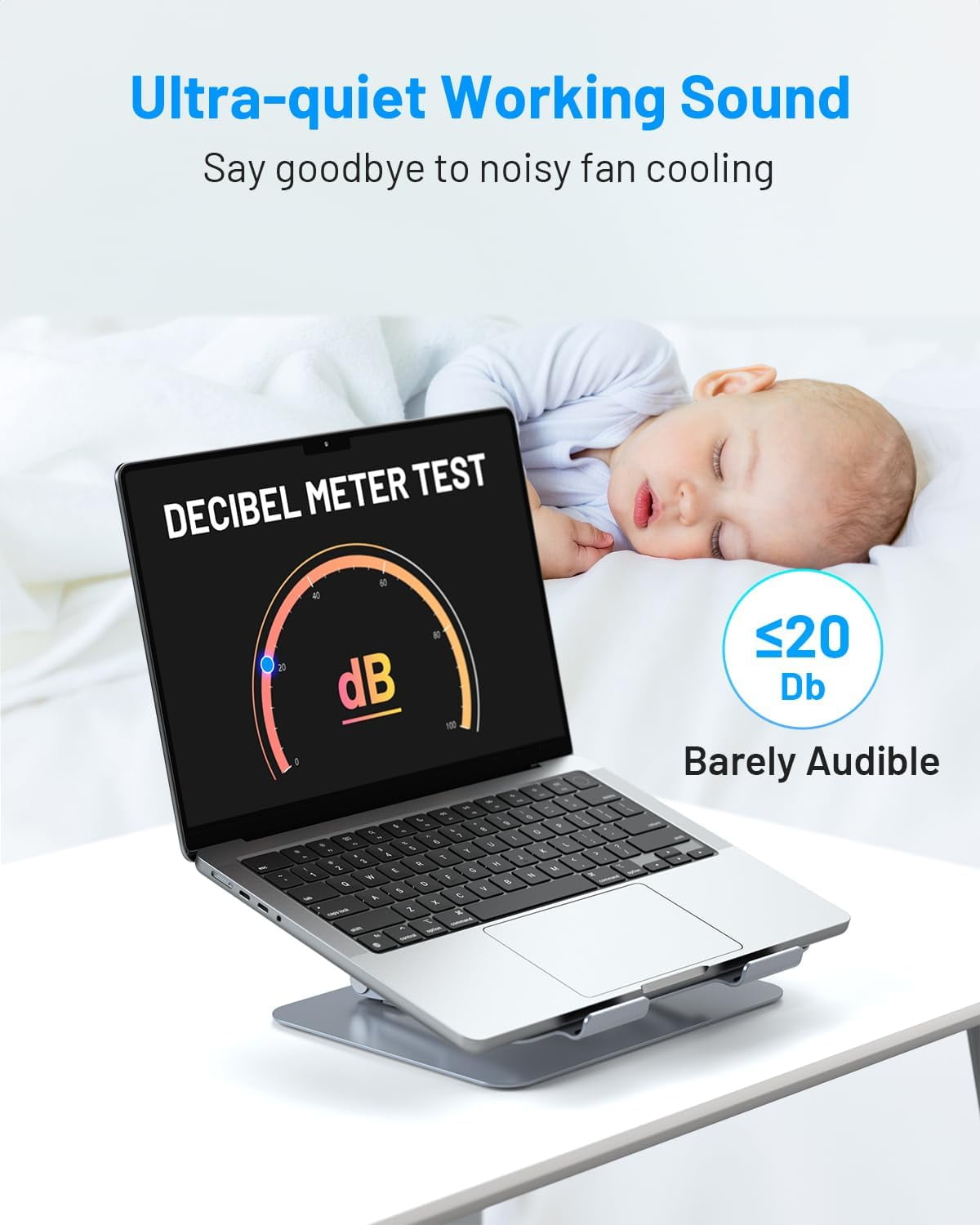 Laptop Cooling Pad with Detachable Fan, Adjustable Height & Angle, 360 °   Rotating Base, Ultra-Quiet Operation, Carbon Steel Frame for 10-16" Laptops and Tablets