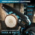 thumbnail image 4 of Saker 6 inch Mini Chainsaw with 2 Batteries & 2 Chains, Electric Chainsaw for Cutting, Ideal for Gardening, Tree Trimming, Blue, 4 of 10