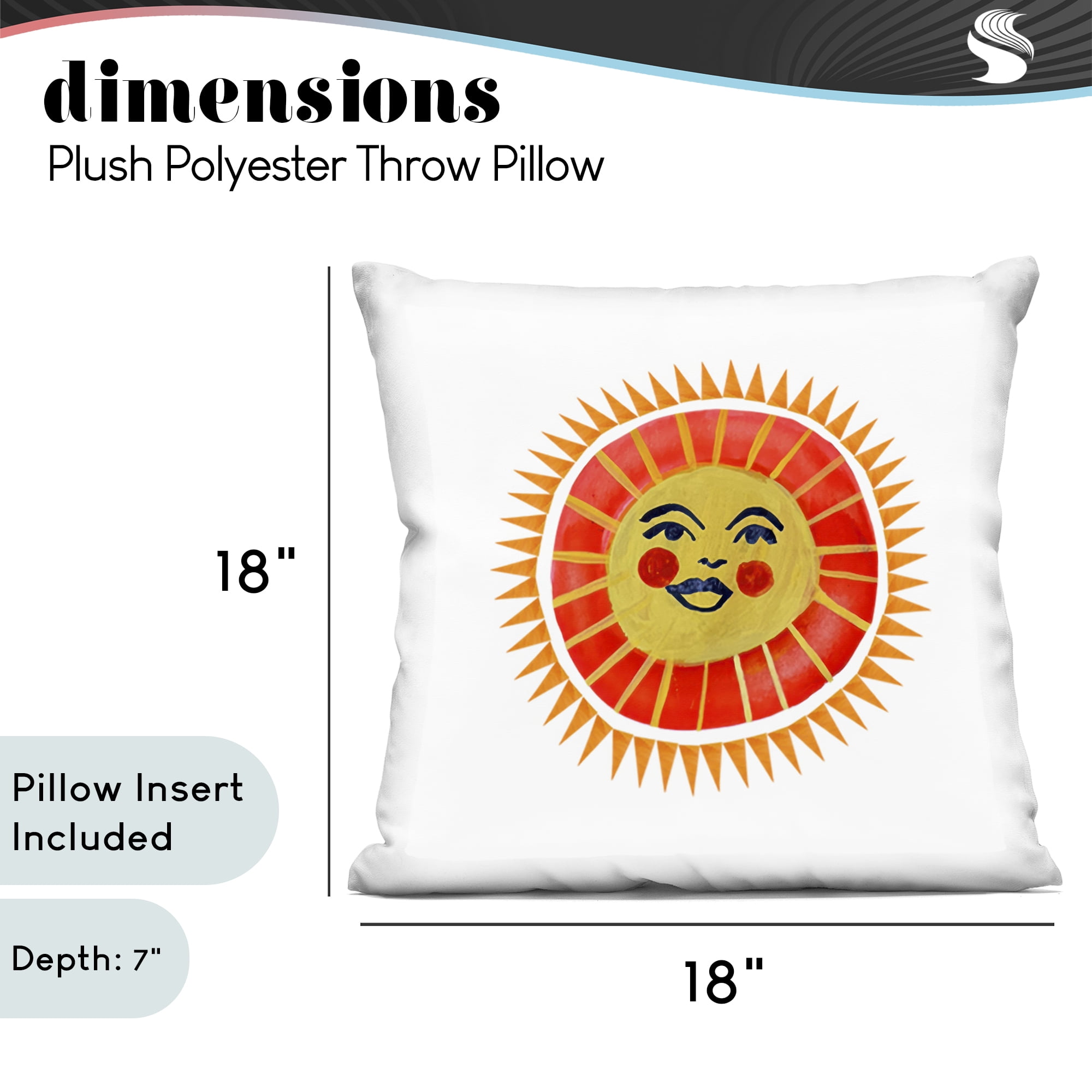 Stupell Industries Cheerful Boho Sun Decorative Printed Throw Pillow, design by Katherine Herrell Studio, 18 x 7 x 18