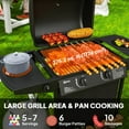 thumbnail image 3 of CoSoTower 2+1 Burner Propane Gas BBQ Grill, Portable Gas Barbecue Grill with Side Burner, Thermometer, Lid, Side Table, Shelf, Spice Rack, Wheels, Grease Cup for Garden, Black, 3 of 7