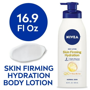NIVEA Skin Firming Hydration Body Lotion with Q10 and Shea Butter, 16.9 Fl Oz Pump Bottle