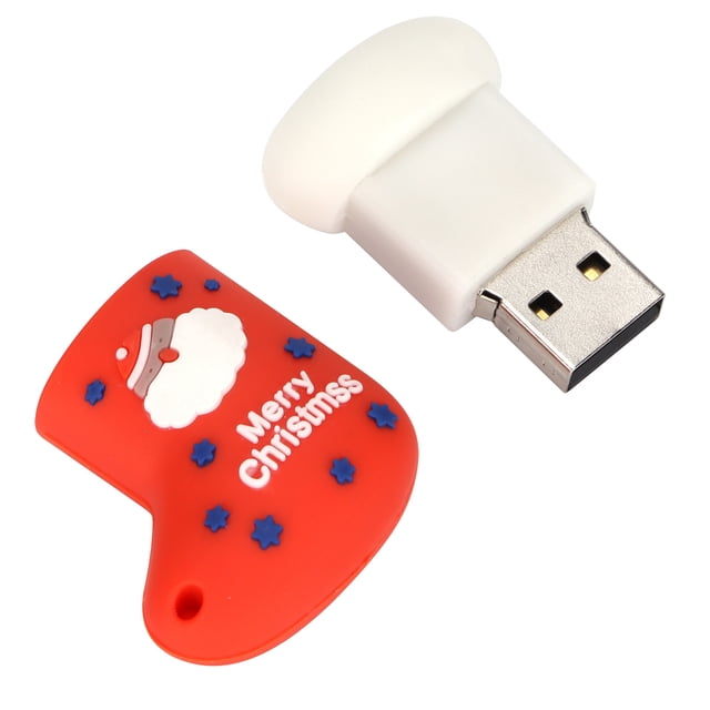 Memoria USB de 2 GB con forma de calcetín navideño, almacenamiento de datos, alta velocidad, plug and play, duradera, para el hogar y la oficina.