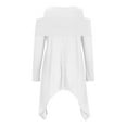 thumbnail image 4 of Jewelreauty Womens Cold Shoulder Tops Round Neck Long Sleeve Asymmetrical Hem T-Shirts Casual Outdoor Shirts (2XL, White), 4 of 5