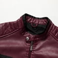 thumbnail image 3 of Men's Wings Color Block PU Leather Motorcycle Jacket, Double Stand Collar Street Casual Motorcycle Jacket, Hip Hop Punk Retro Top, 3 of 13