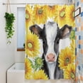 thumbnail image 3 of Cow Sunflowers Shower Curtain Set, Waterproof Shower Curtains for Bathroom, Farmhouse Country Watercolor Animals Floral Washable Fabric Bath Curtain for Bathtub Decoration with Hooks 66x72 Inches, 3 of 9