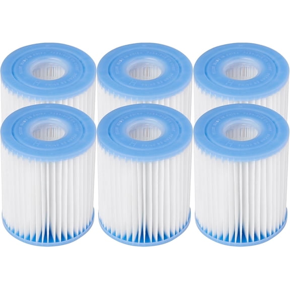 Fil-fresh 6-Pack Type H Pool Filter Cartridge Replacement for Intex 330 GPH Filter Pump, Replaces Type H/29007E, Efficient Swimming Pool Filters for Above Ground Pools