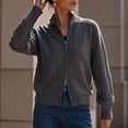 thumbnail image 6 of Lnmiateer Women Zip Up Chunky Knit Cropped Cardigan Long Sleeve Sweater Jacket Relaxed Fit Knit Outerwear Fall Winter Casual Daily Layering Coat, 6 of 6