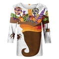 thumbnail image 4 of Odeerbi Halloween Cute Ghost Shirts for Women Vintage Retro Graphic Blouse 2024 Casual Three Quarter Sleeves Round Neck Loose Printed Tops Multicolor, 4 of 5