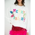 thumbnail image 3 of FOCUSNORM Women's Christmas Loose Pullover Sparkly Rhinestone Letter Print Long Sleeve Crew Neck Sweatshirt, 3 of 8