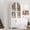 White, variant on DTTRA 71" Farmhouse Arched Kitchen Pantry Cabinet with Glass Doors & Drawer, Natural