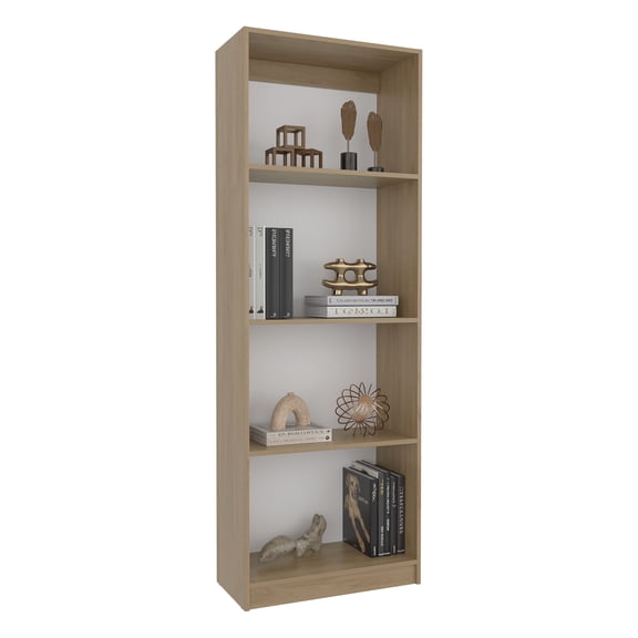 Knubmt 4 Shelves Wood Bookcase Bookshelf Book Display Storage Rack for Living Room, Office, Brown White