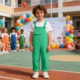 thumbnail image 2 of Wxirdiow Shortalls for Boys Girls Overalls Kids Casual Sleeveless Jumpsuits Fashion Lightweight Overall Workwear Summer Loose Fit Romper Clothes Green Size,7-8 Years, 2 of 9