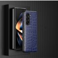 thumbnail image 1 of SaniMore for Samsung Galaxy Z Fold 4 (7.6" 2022) Case, PU Leather Crocodile Skin + Shockproof PC Backplane, Tough Rugged Anti-drop Slim Lightweight Wear-resistant Durable Fold Cover, Blue, 1 of 8