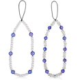 thumbnail image 1 of 2Pcs Mobile Phone Lanyards Pearl Evil Eye Beaded Phone Charm Wrist Strap Hanging Pendant Decoration, 1 of 3