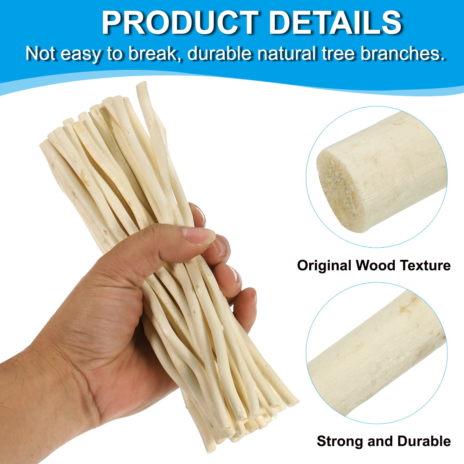 Uxcell 60 Pcs / 40cm Wood Log Sticks, 0.2-0.5inch inch in Diameter Natural Wood Craft Sticks, Dried Wood Sticks Decorative Wood Branch Sticks for DIY Crafts Accessory Photo Props, White