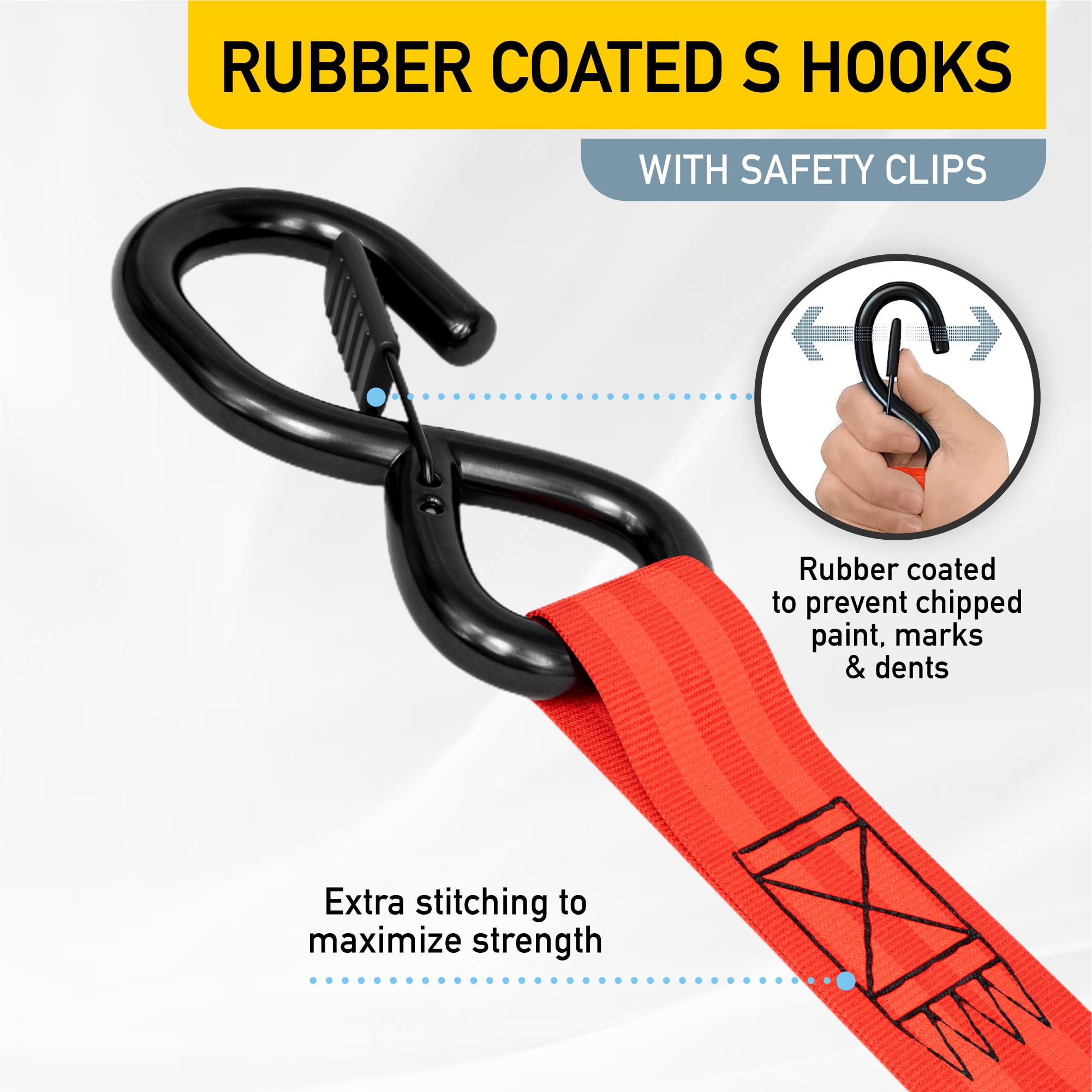 AUGO Retractable Ratchet Straps | 2 Heavy Duty Ratchet Straps Self Retractable Tie Down Straps with Soft Loops & Storage Bag for Motorcycle, Truck, Trailer, Cargo Van |1200 Lb Break Strength 1” x 10’
