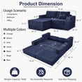 thumbnail image 4 of Holaki 75" Convertible Sofa Bed, L-Shaped Boneless Loveseat Couch for Living Room, Modular Sectional Sofa with Movable Ottoman, Modern Corduroy Floor Couch with Cup Holders & Pockets, Blue, 4 of 10