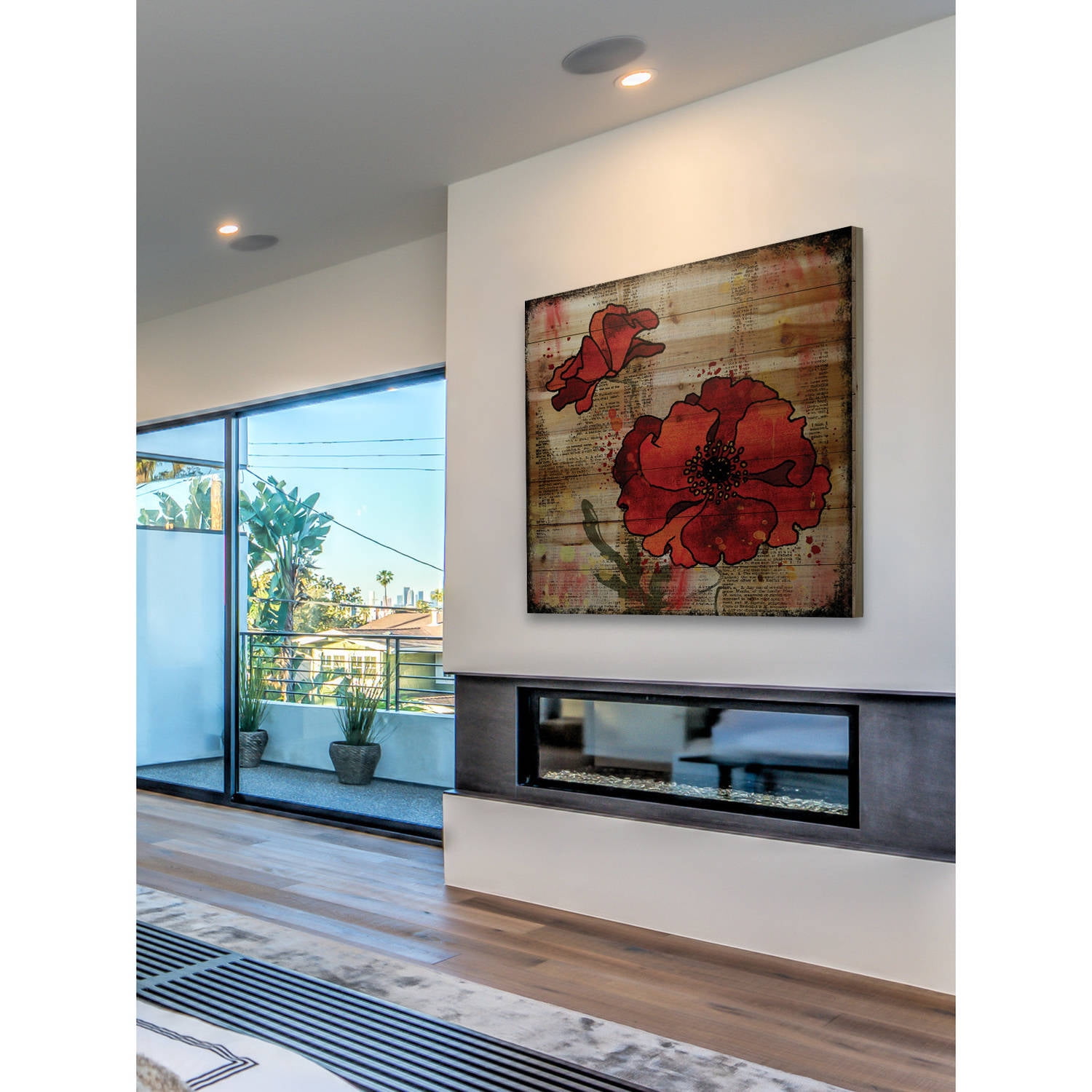 Marmont Hill "Dark Red Poppies" by Vicki Butler Painting Print on Natural Pine Wood