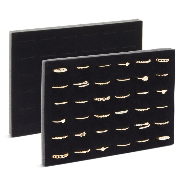  6 Pack Black Velvet Ring Organizer for Jewelry Displays and  Cases, Retail, Travel, 36 Slot Foam Insert Stud Earring Holder (7.5 x 5.5 x  0.5 In) : Clothing, Shoes & Jewelry