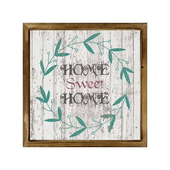 Eveokoki Home Sweet Home Square Rustic Wood Signs,Vintage Wooden Farmhouse Plaque, Large Wood Framed Wall Hanging Decor 16"