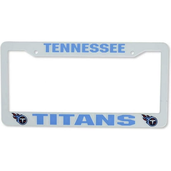 Tennessee Football Titans Raised Lettering White Plastic License Plate Frame