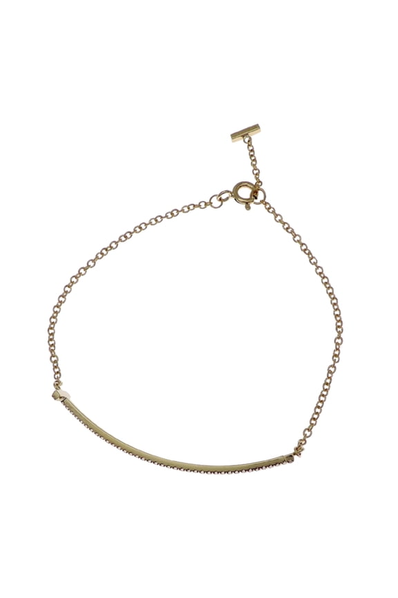 Pre-Owned Tiffany & Co. 0.12ct Diamond T Smile #M Women's Bracelet 60150751 750 Yellow Gold