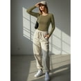 thumbnail image 6 of MOYIKO Crewneck Long Sleeve Body Suits Womens Slim Fitted Tight Basic Tops, 6 of 7