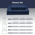 thumbnail image 4 of PURE ERA 100% Cotton Jersey Knit 4pc Extra Deep Pocket Queen Sheet Set Super Soft Fits Mattress Up to 20" (Solid Navy Blue ), 4 of 6