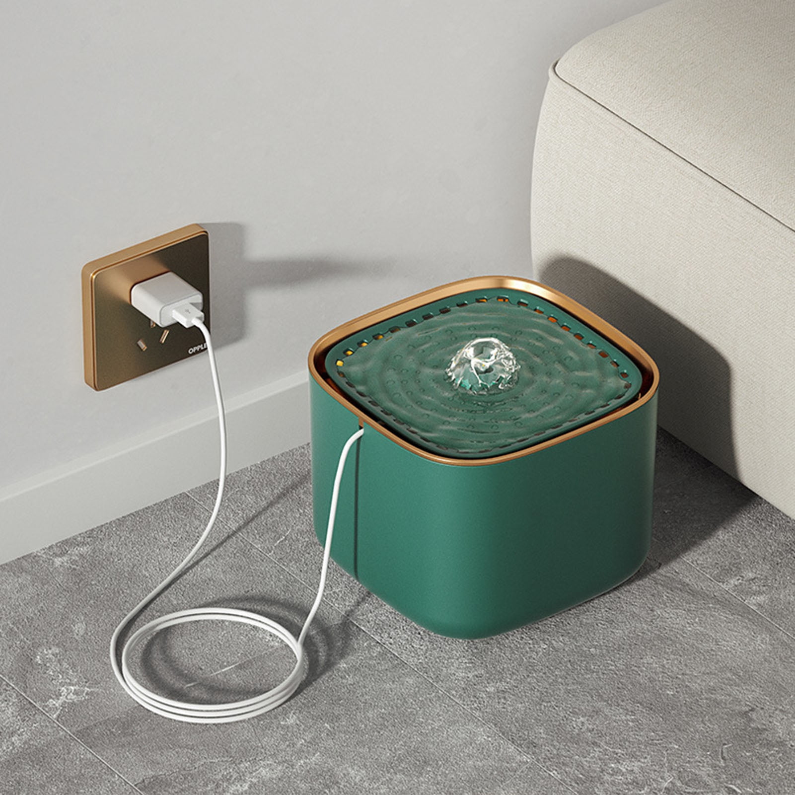 Opvise Pet Water Dispenser Multiple Filters Silent Design Plug-in Type Automatic Pet Dog Cat Water Fountain Pet Supplies White