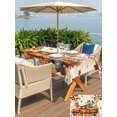 thumbnail image 4 of Outdoor Tablecloth with Umbrella Hole and Zipper, Fall Thanksgiving Rectangle Table Cloth 60x84 Inch Waterproof Tablecloth, Orange Maple Leaf Pumpkin Scarecrows Picnic Table Cover for Patio Camping, 4 of 7