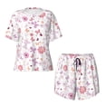 thumbnail image 5 of "Wukai Retro Floral Women's Pajama Set - Short-Sleeve Top and Shorts with Elastic Waistband and Pockets for Loungewear, Yoga, and Casual Wear-Medium, 5 of 8