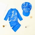 thumbnail image 2 of TOWED22 Toddler Baby Boys Two Piece Swimsuit and Hat Cute Shark Swimwear Bathing Suit Rash Guards Infant Beach Swimwear(Blue,6-12 M), 2 of 4